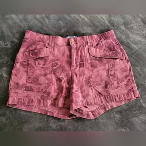 Democracy Burgundy Rosalie Cargo Pocket High Waist Shorts